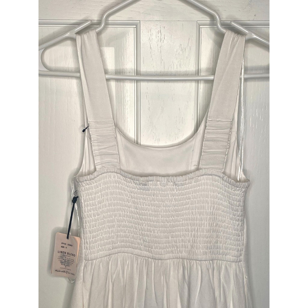 NWT Sincerely Jules Women's White Linen Blend Sundress Sz S Lined Lagenlook Boho - Picture 5 of 10